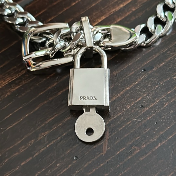Authentic PRADA Padlock with Silver Unbranded Chain Necklace - Picture 5 of 6